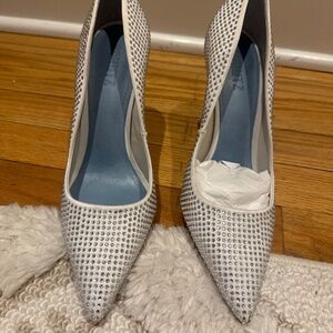 NWT Schutz white rhinestone heels - 8B